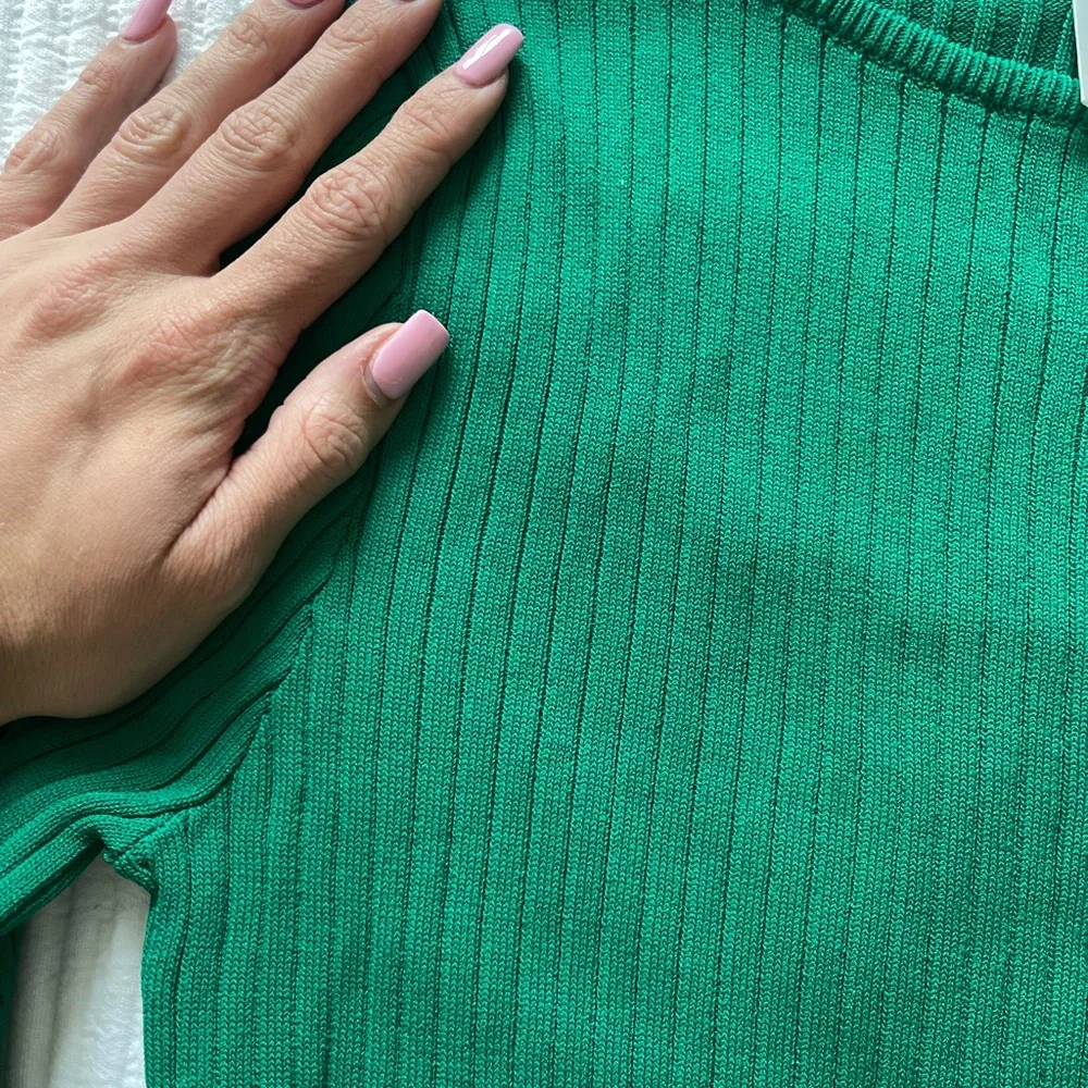 Line & Dot Jules Ribbed Long Sleeve Dress in Green size M - Picture 5 of 6